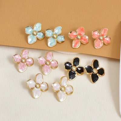 1 Pair Casual Pastoral Simple Style Flower 304 Stainless Steel Ear Studs