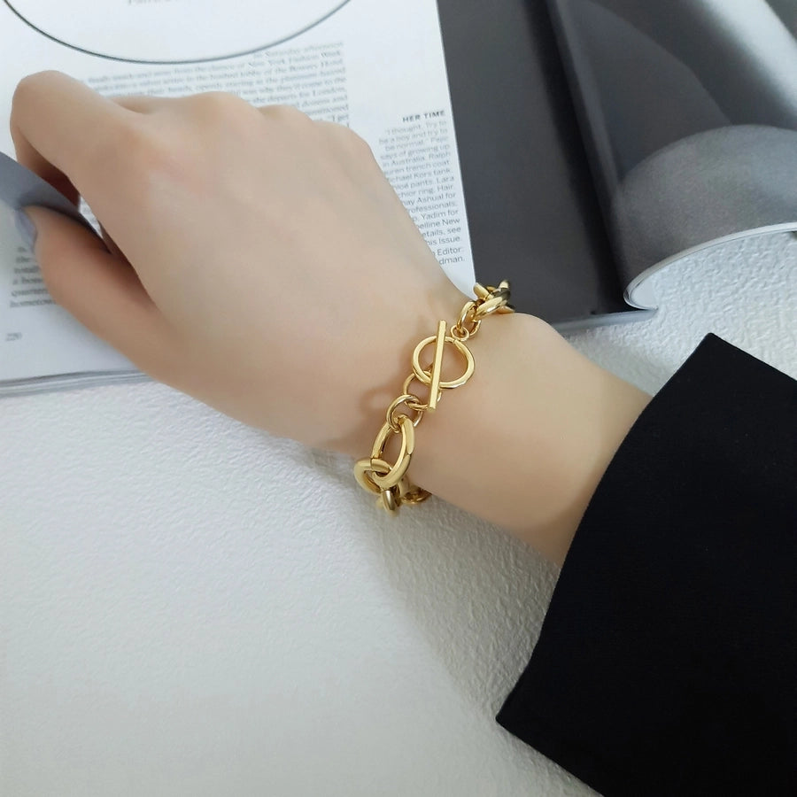 Elegant Simple Style Streetwear Solid Color 304 Stainless Steel 18K Gold Plated Bracelets In Bulk