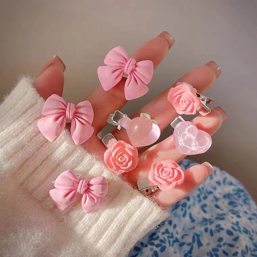 Women's Cute Sweet Heart Shape Plastic Resin Hair Clip