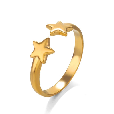 Jewelry Simple Style IG Style Star 304 Stainless Steel 18K Gold Plated Open Rings