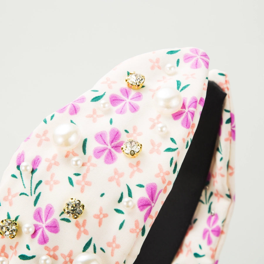 Women's Casual Vacation Classic Style Color Block Alloy Cloth Flowers Inlay Rhinestones Hair Band