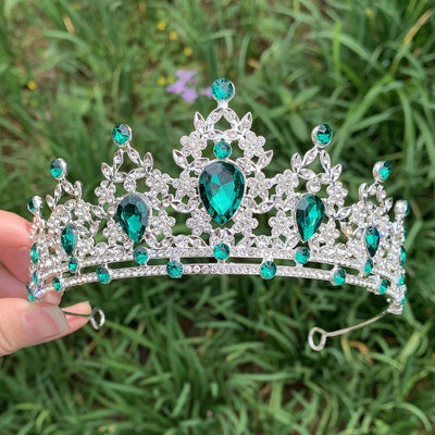 glam luxurious lady crown alloy plating inlay zircon crown