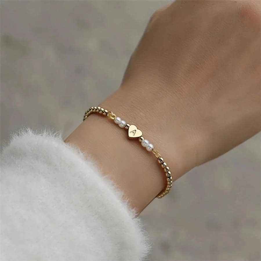 304 Stainless Steel Copper Letter Heart Shape Bracelets