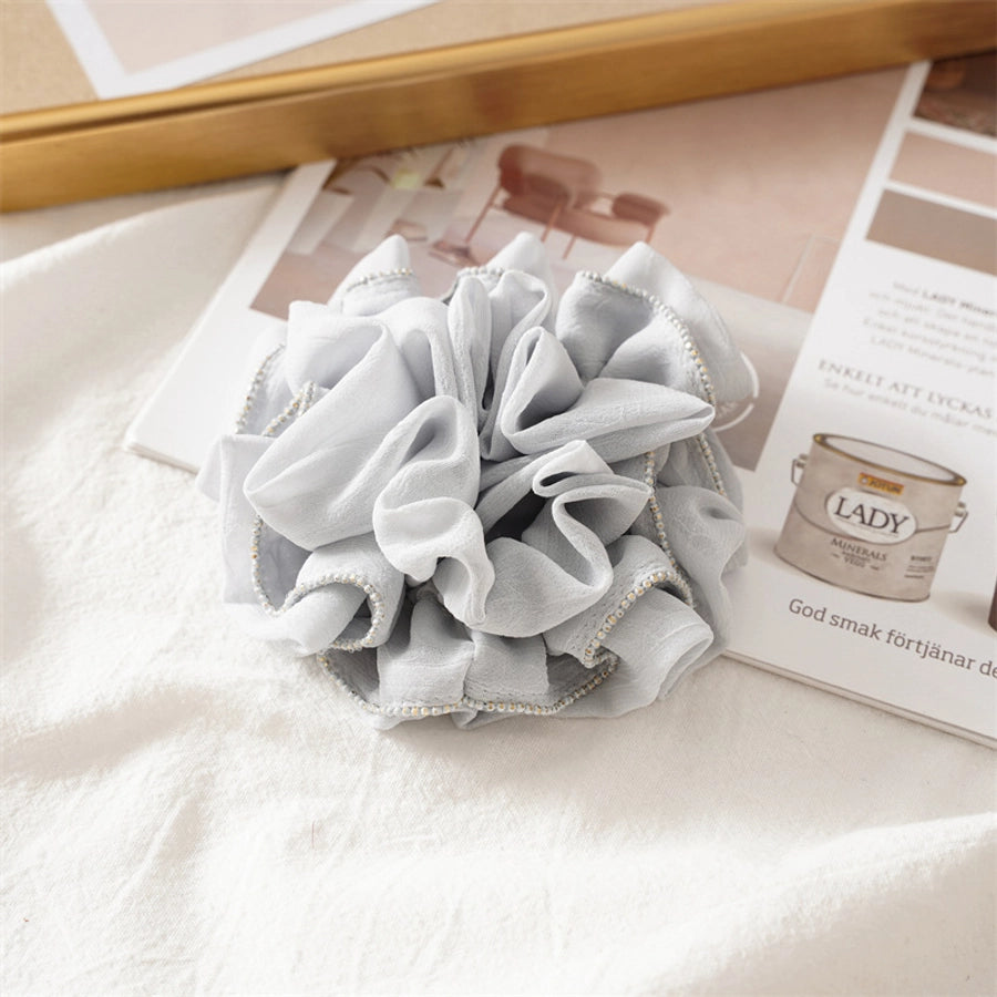 simple style solid color ruffles cloth pleated hair tie 1 piece