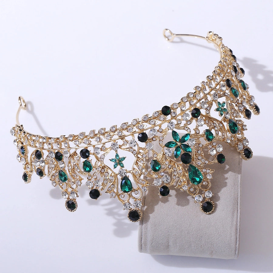 baroque style crown alloy inlay crystal rhinestones crown 1 piece