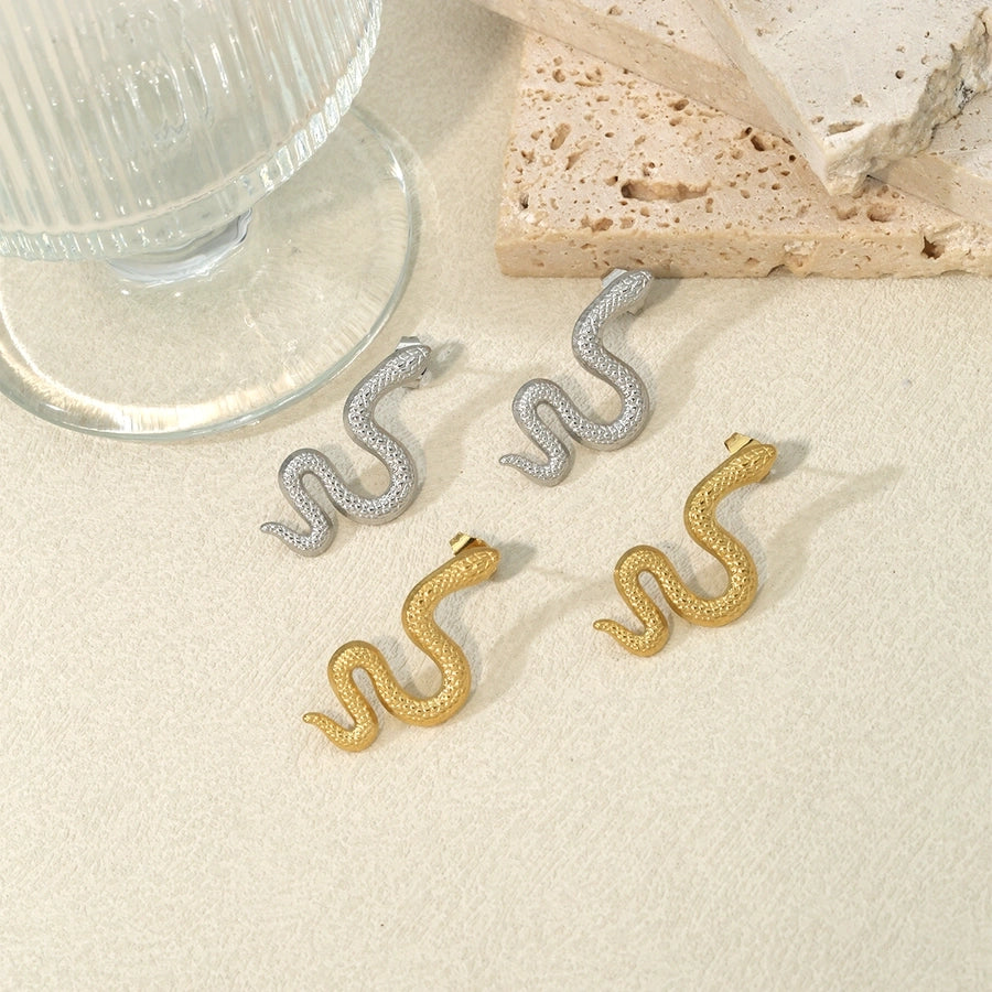 1 Pair Hip-Hop Exaggerated Sexy Snake 304 Stainless Steel K Gold Plated Ear Studs