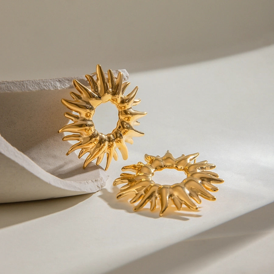 1 Pair Classic Style Sunflower 304 Stainless Steel Ear Studs