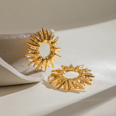 1 Pair Classic Style Sunflower 304 Stainless Steel Ear Studs