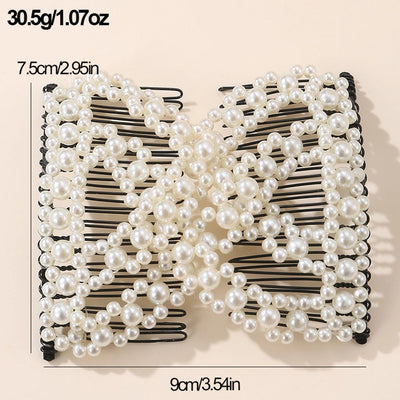 Women's Simple Style Solid Color Plastic Resin Beaded Insert comb
