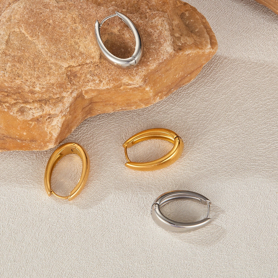 1 Piece French Style Geometric 304 Stainless Steel 18K Gold Plated Earrings