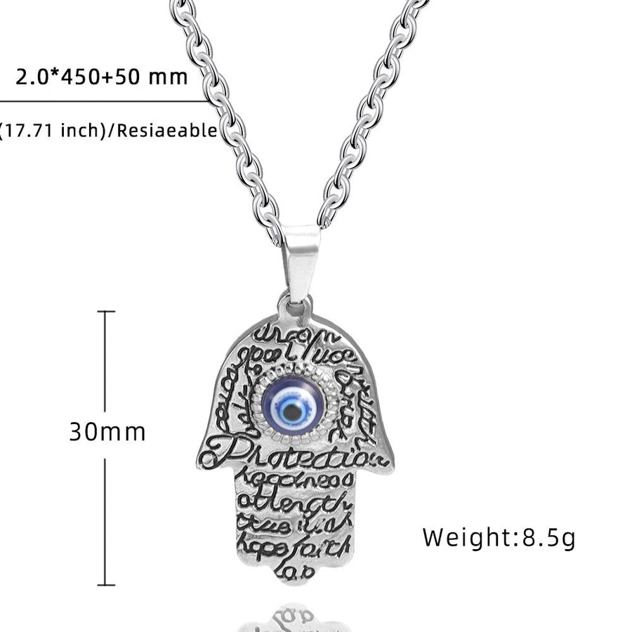Jewelry Retro Hand Of Fatima Titanium Steel Pendant Necklace