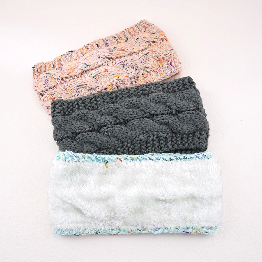 plus velvet knitted hair band wool color dot yarn headband variegated warm hair accessories autumn and winter twist ear protection headband