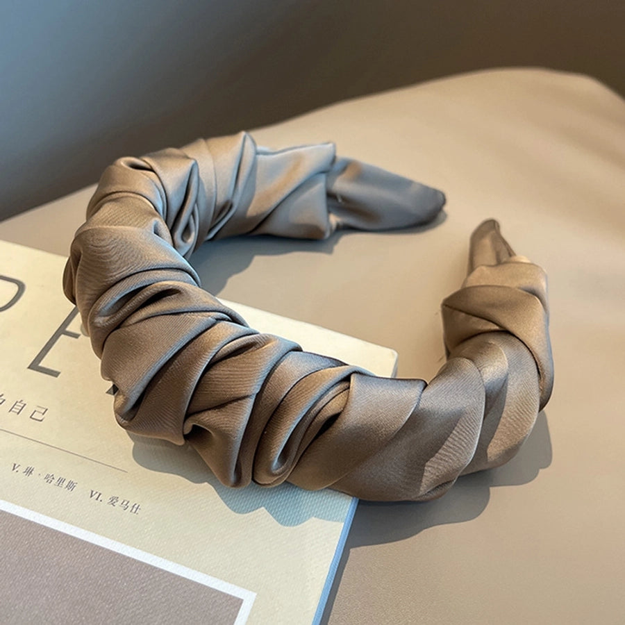 simple style solid color cloth pleated hair band