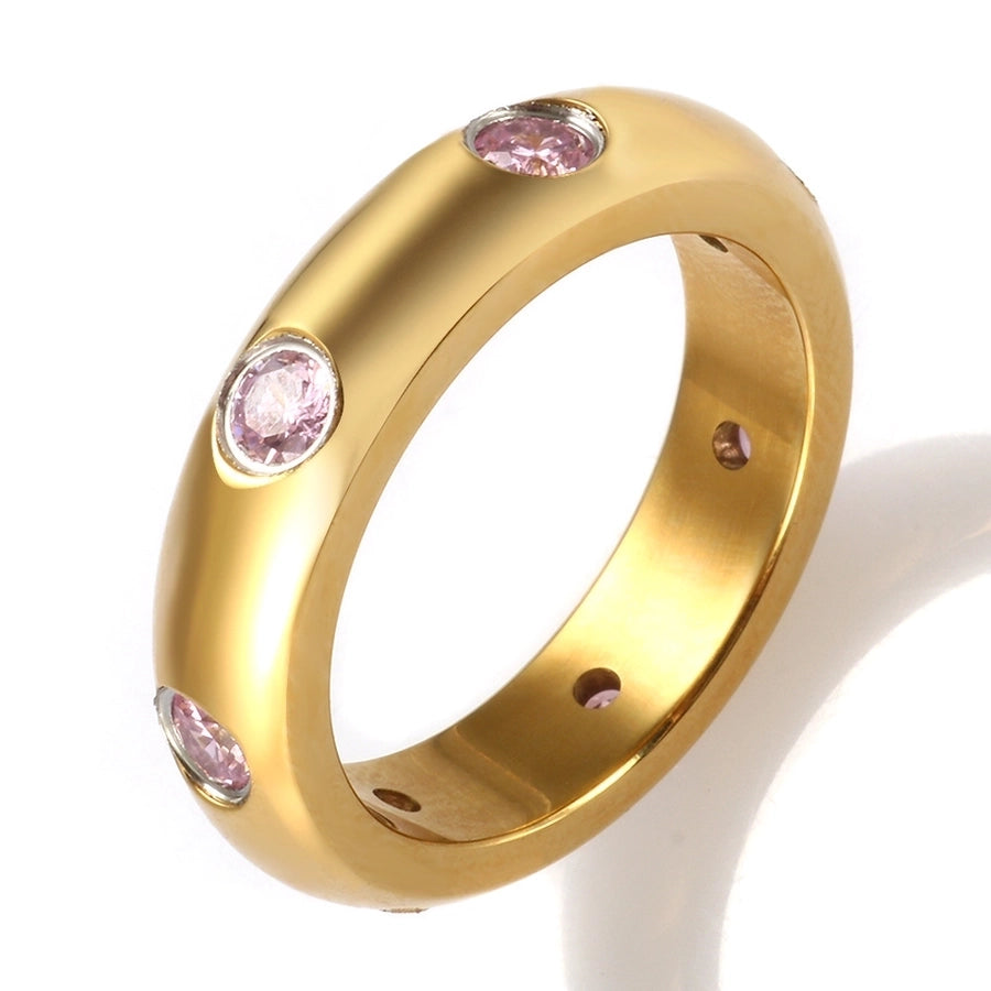 Jewelry Simple Style Geometric 304 Stainless Steel Zircon Plating Rings