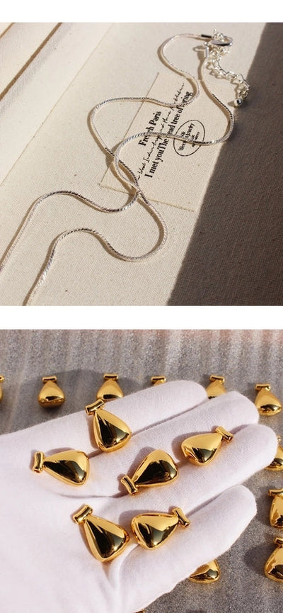 Brass 24K Gold Plated Plating Color Block Water Droplets Brass Necklace