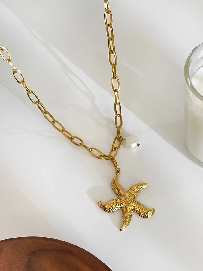 Jewelry Marine Style Classic Style Starfish 316L Stainless Steel  Plating Pendant Necklace