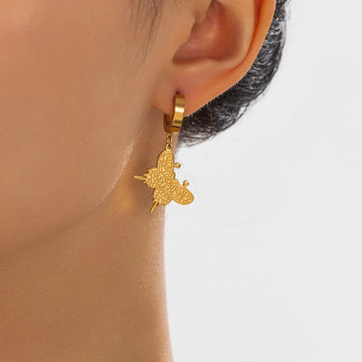 1 Pair Retro Simple Style Butterfly 201 Stainless Steel Drop Earrings