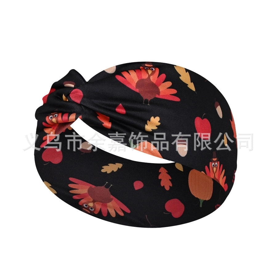 casual vacation plaid bow knot cloth printing hair band