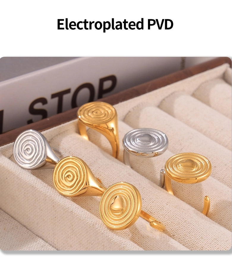 Jewelry Hawaiian Modern Style Circle Heart Shape Titanium Steel Open Rings