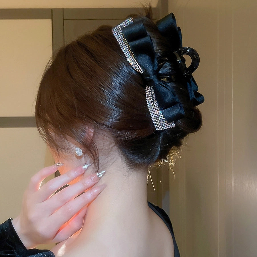 Women's Simple Style Classic Style Bow Knot Arylic Inlay Zircon Hair Claws