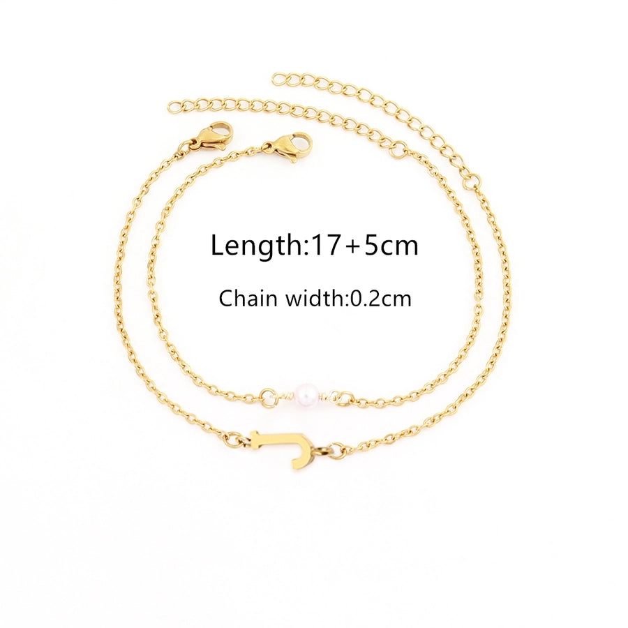 Elegant Simple Style Classic Style Letter 201 Stainless Steel 304 Stainless Steel Artificial Pearl Stainless Steel Bracelets In Bulk