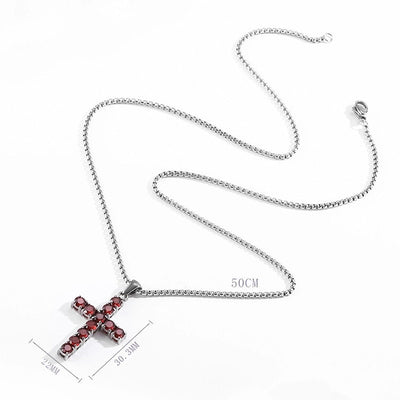 Jewelry IG Style Shiny Cross Titanium Steel Zircon Polishing Inlay Pendant Necklace