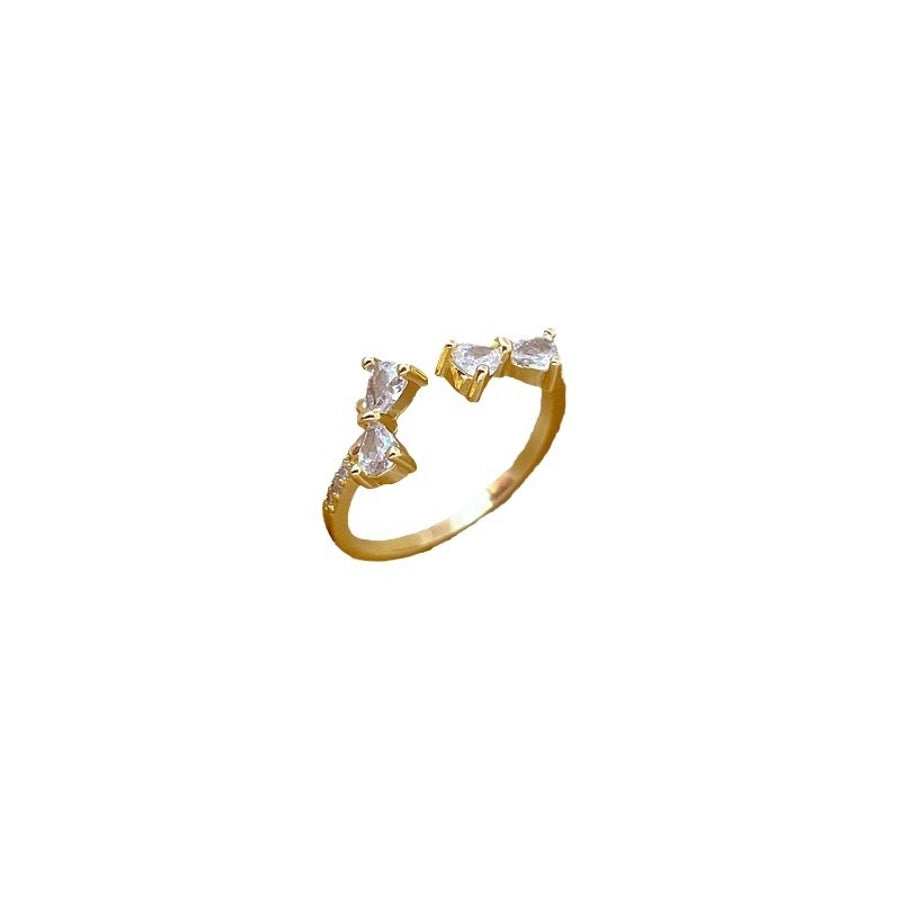 Titanium Steel Brass Gold Plated Inlay Bow Knot Zircon Brass Rings