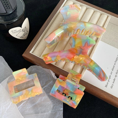 simple style classic style color block acetic acid sheets printing hair claws