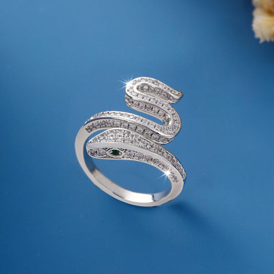 Jewelry Hip-Hop Rock Punk Snake Copper Zircon Imitation Gold  Rings