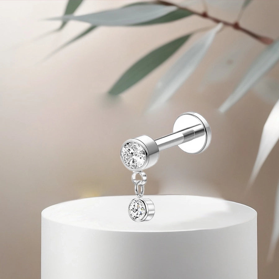 1 Piece Lip Rings Luxurious Classic Style Shiny Round Water Droplets Pure Titanium Titanium Alloy Zircon 14K Gold Plated White Gold Plated Lip Rings Ear Cartilage Rings & Studs