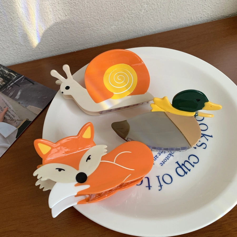 Women's Cute Fox Snails Duck Acetic acid sheets Hair Claws