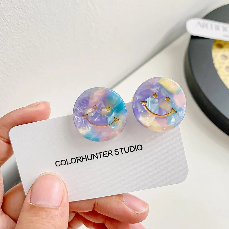 cartoon style Smile face acetic acid sheets printing hair clip