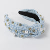 elegant color block imitation pearl cloth inlay pearl hair band