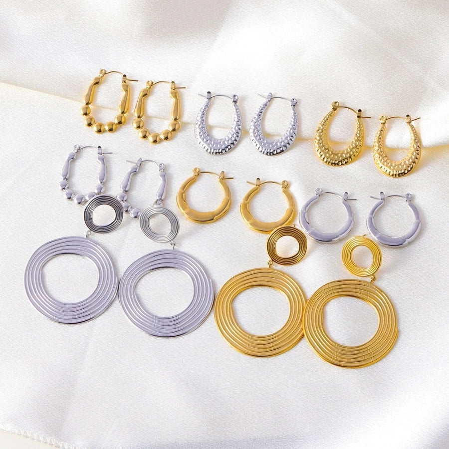 1 Pair Streetwear Geometric 304 Stainless Steel 18K Gold Plated Earrings