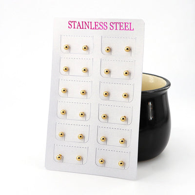 12 pairs Casual Simple Style Classic Style Round Plating 304 Stainless Steel Gold Plated Ear Studs