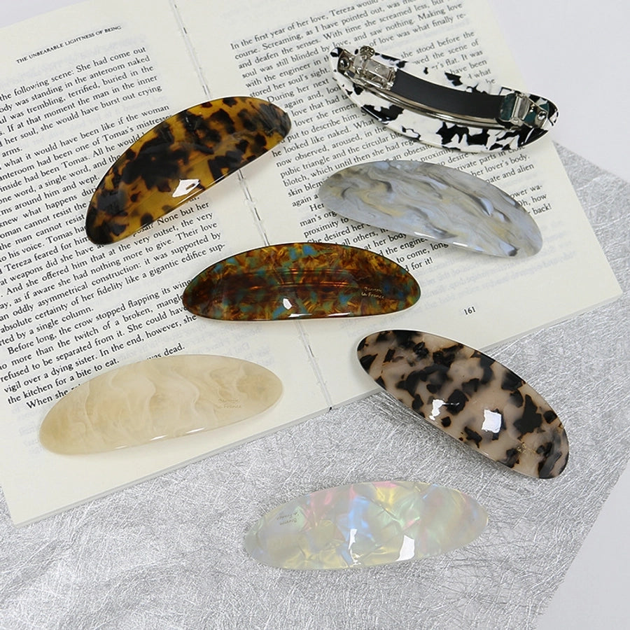 artistic color block leopard acetic acid sheets hair clip