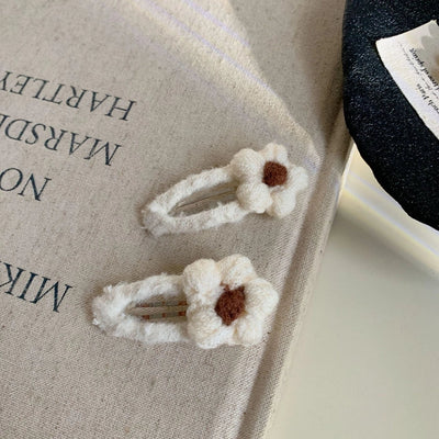 Milk Coffee New Autumn and Winter Cute Flower Hair Clip Hairpin Side Shredded Hair Bangs Clip Children's Hair String Hair Accessories Headdress for Women