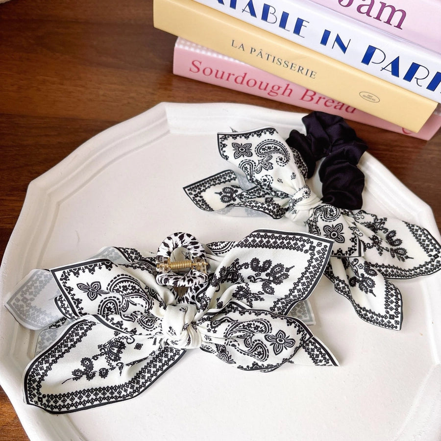 Women's Retro Color Block Plastic Cloth Printing Hair Claws