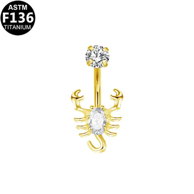 1 Piece Belly Rings Glam Shiny Butterfly Pure Titanium Aluminium Alloy Zircon 14K Gold Plated White Gold Plated