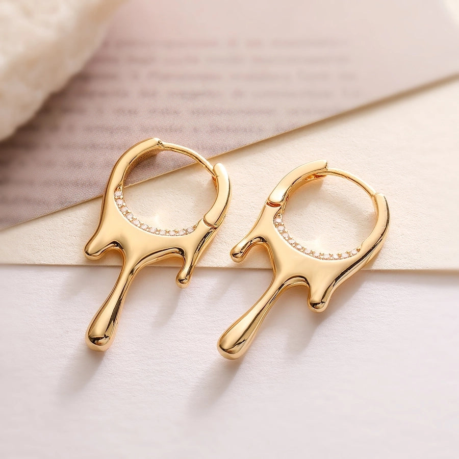 1 Pair Punk Simple Style Commute Geometric Plating Inlay Copper Zircon Earrings