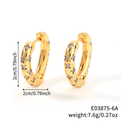 1 Pair Simple Style Shiny Solid Color Inlay Copper Zircon Rhodium Plated Earrings