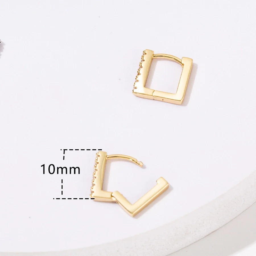 1 Pair Simple Style Geometric Copper Zircon Earrings