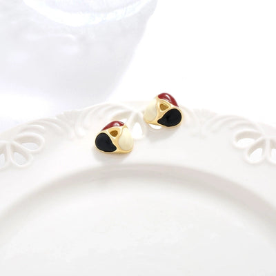 1 Pair Vintage Style Simple Style Geometric Round Heart Shape Plating Inlay Copper Natural Stone Zircon 18K Gold Plated Ear Studs