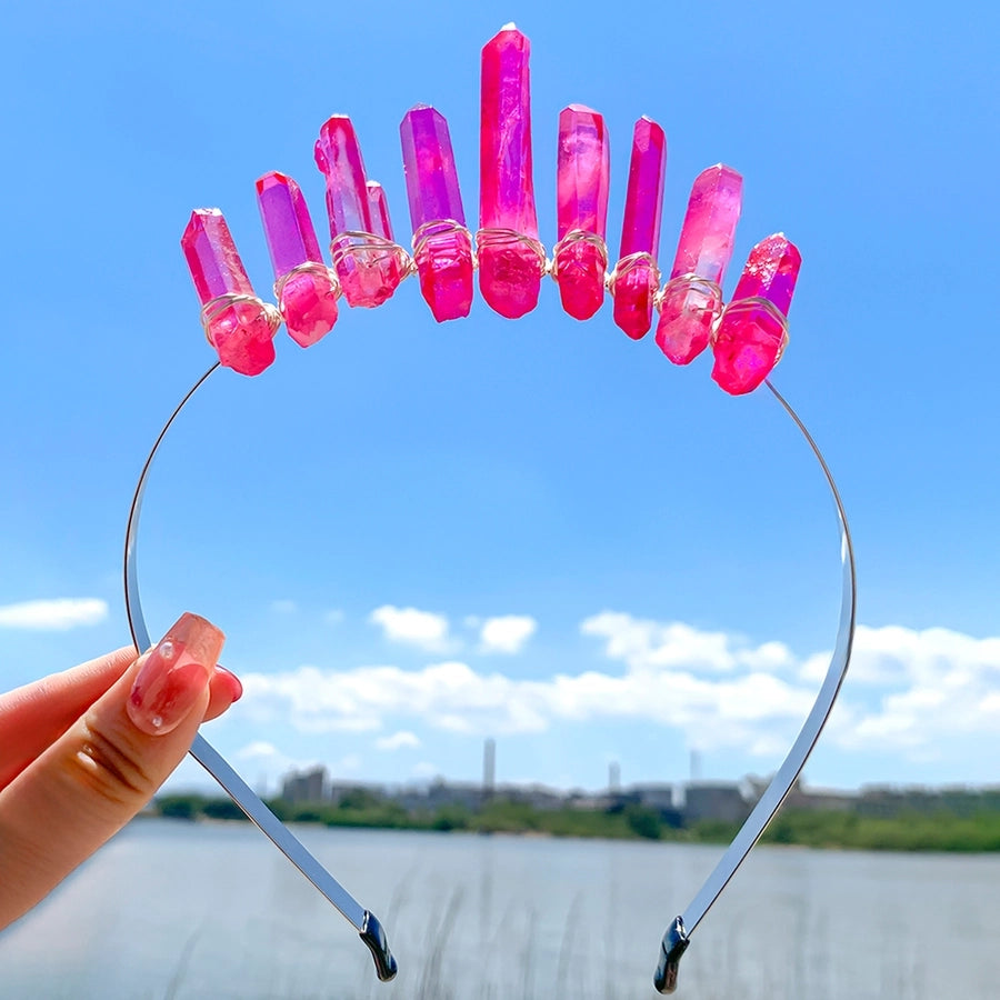 Women's Luxurious Wedding Bridal Irregular Alloy Knitting Natural Stone Hair Band