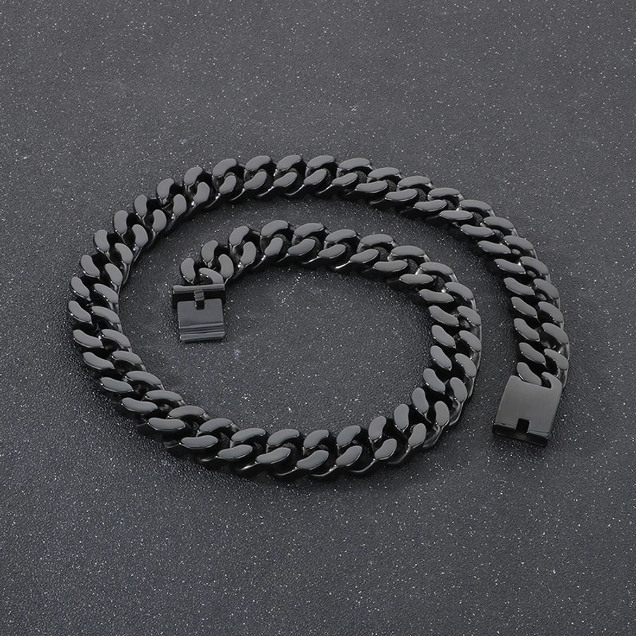 Domineering Fashion Personalized Stainless Steel Vacuum Electroplating Four-Sided Grinding Men's Necklace