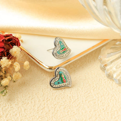 Jewelry Elegant Heart Shape 304 Stainless Steel Zircon Inlay Stainless Steel Jewelry Sets