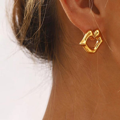 1 Pair Basic Commute Lips Solid Color Hollow Out 304 Stainless Steel 14K Gold Plated Ear Studs