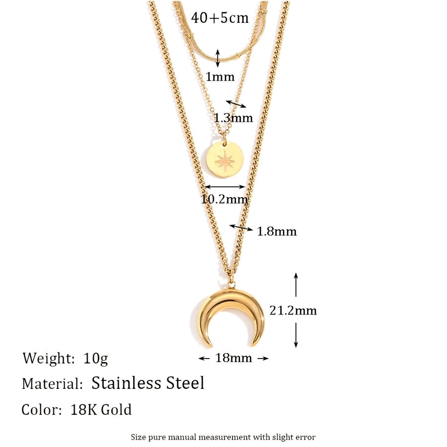 Jewelry Casual Simple Style Star Moon 304 Stainless Steel Titanium Steel 18K Gold Plated Bracelets Necklace