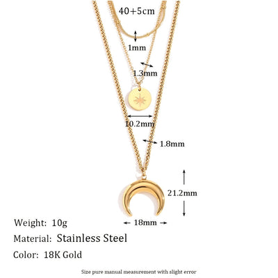 Jewelry Casual Simple Style Star Moon 304 Stainless Steel Titanium Steel 18K Gold Plated Bracelets Necklace