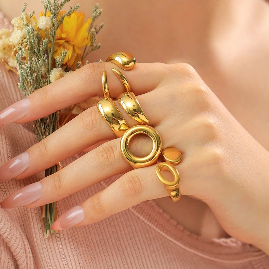 Jewelry Modern Style Simple Style Commute Geometric 304 Stainless Steel 14K Gold Plated Rings